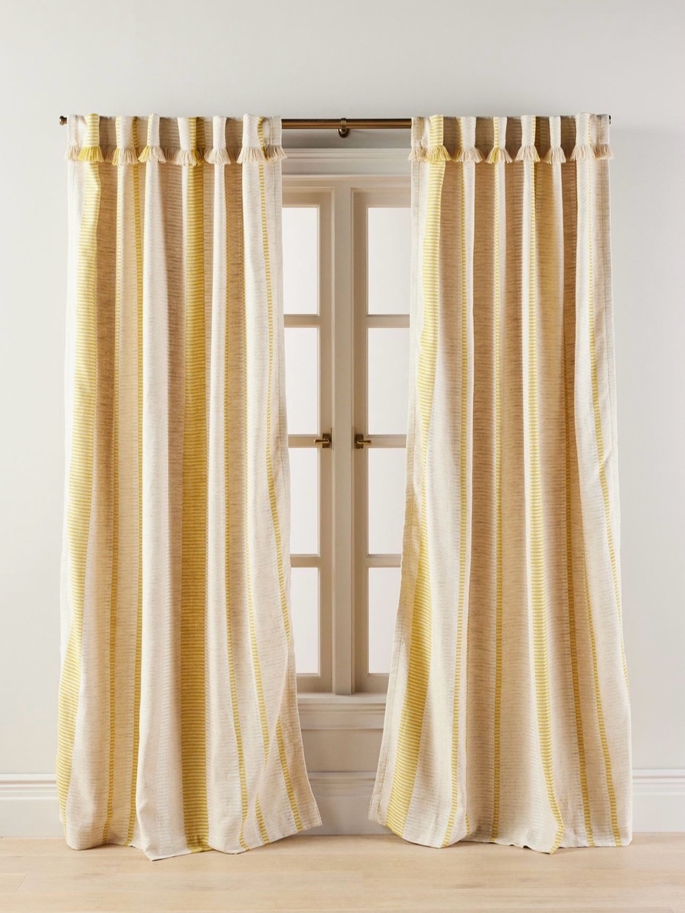 Anthropologie Pieced Striped Cotton Blend Woven Curtain 1 Panel